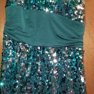Teal and Silver Prom Dress